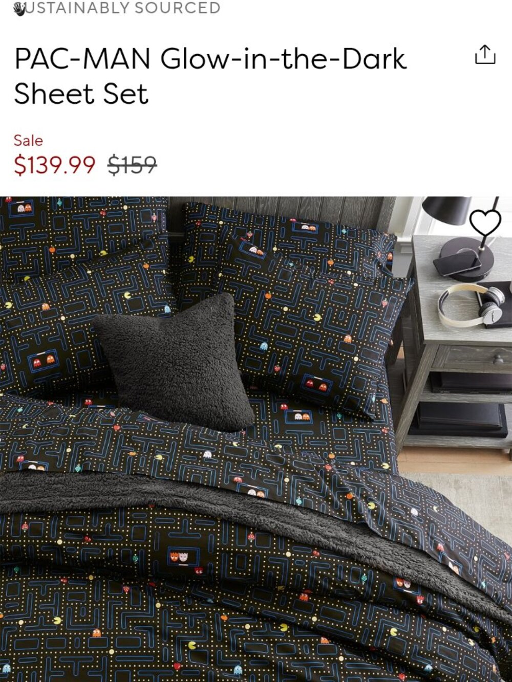Pottery Barn Teen Glow in the Dark Pac Man Twin XL Sheets
